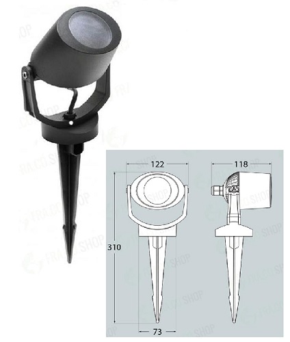 Minitommy Spike Faretto SPOT Con Pichetto GU10 3,5w Natura Nero